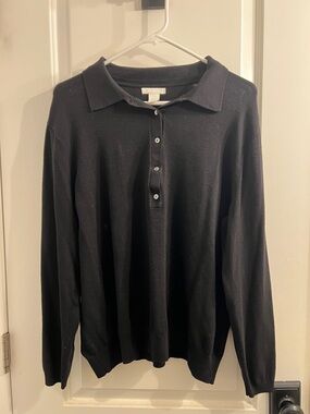 H&M Black Long-Sleeve Polo Sweater